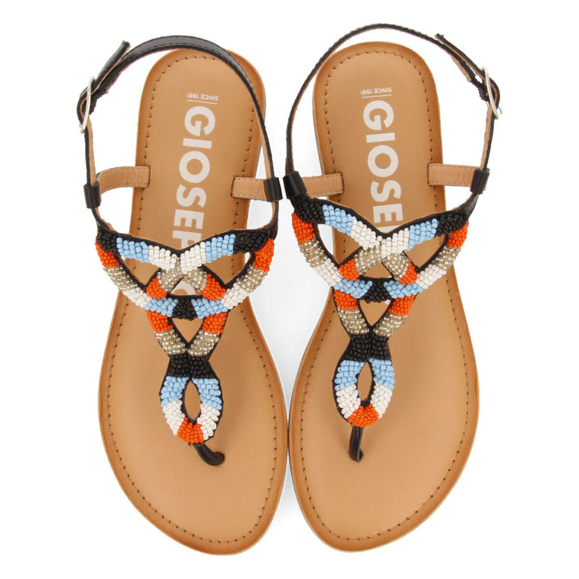 Sandalias planas con decoración de beads multicolor para mujer mandaue 