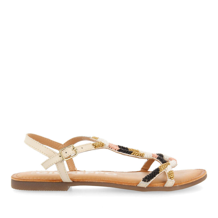 Sandalias planas con decoración de beads blanco para mujer dracy 