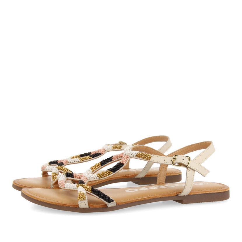 Sandalias planas con decoración de beads blanco para mujer dracy 