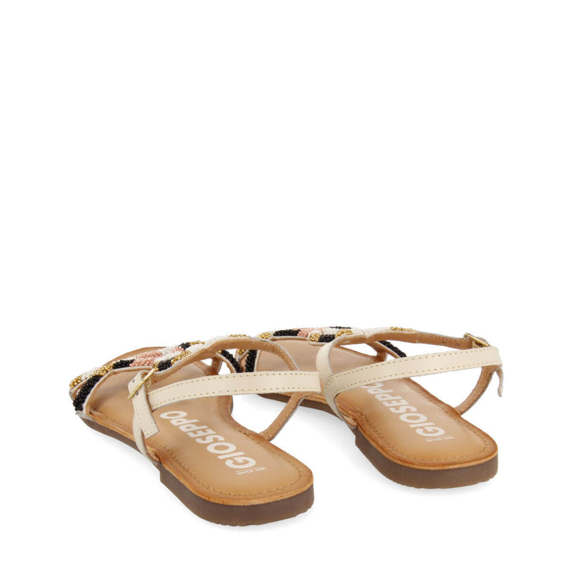 Sandalias planas con decoración de beads blanco para mujer dracy 