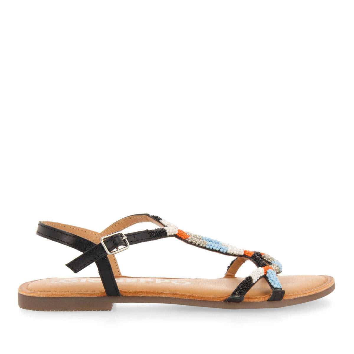 Dracy women's flat sandals with decorative multicoloured beads