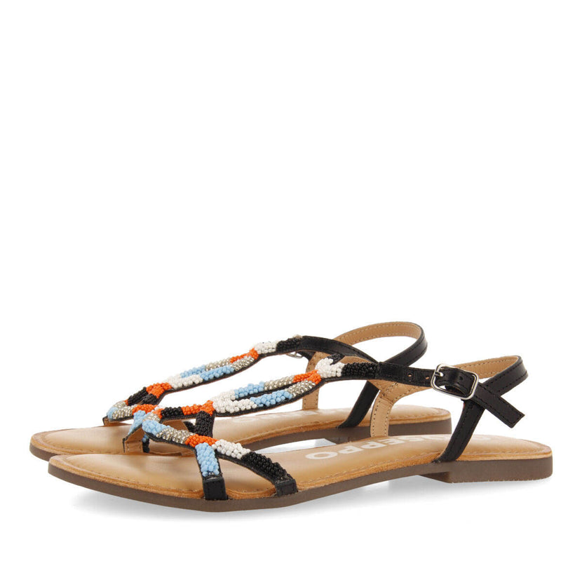 Sandalias planas con decoración de beads multicolor para mujer dracy 