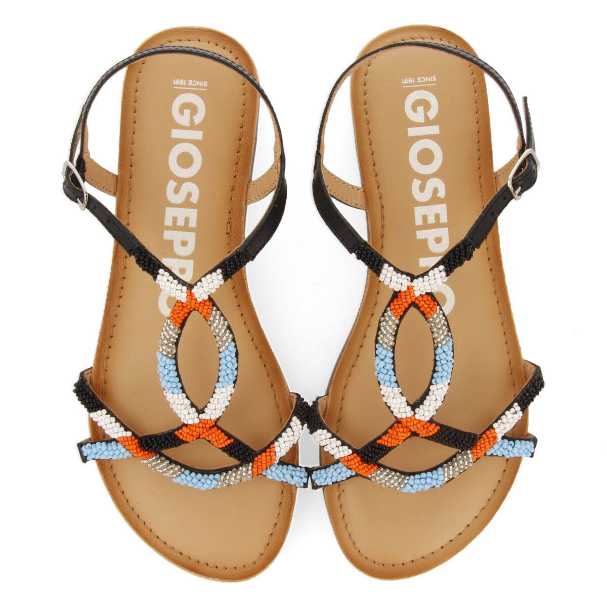 Dracy women's flat sandals with decorative multicoloured beads