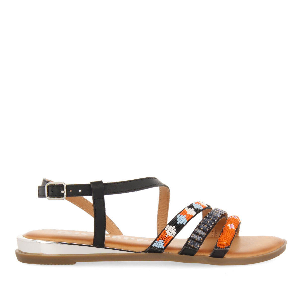 Women's multicoloured sandals with straps with multicoloured stones
