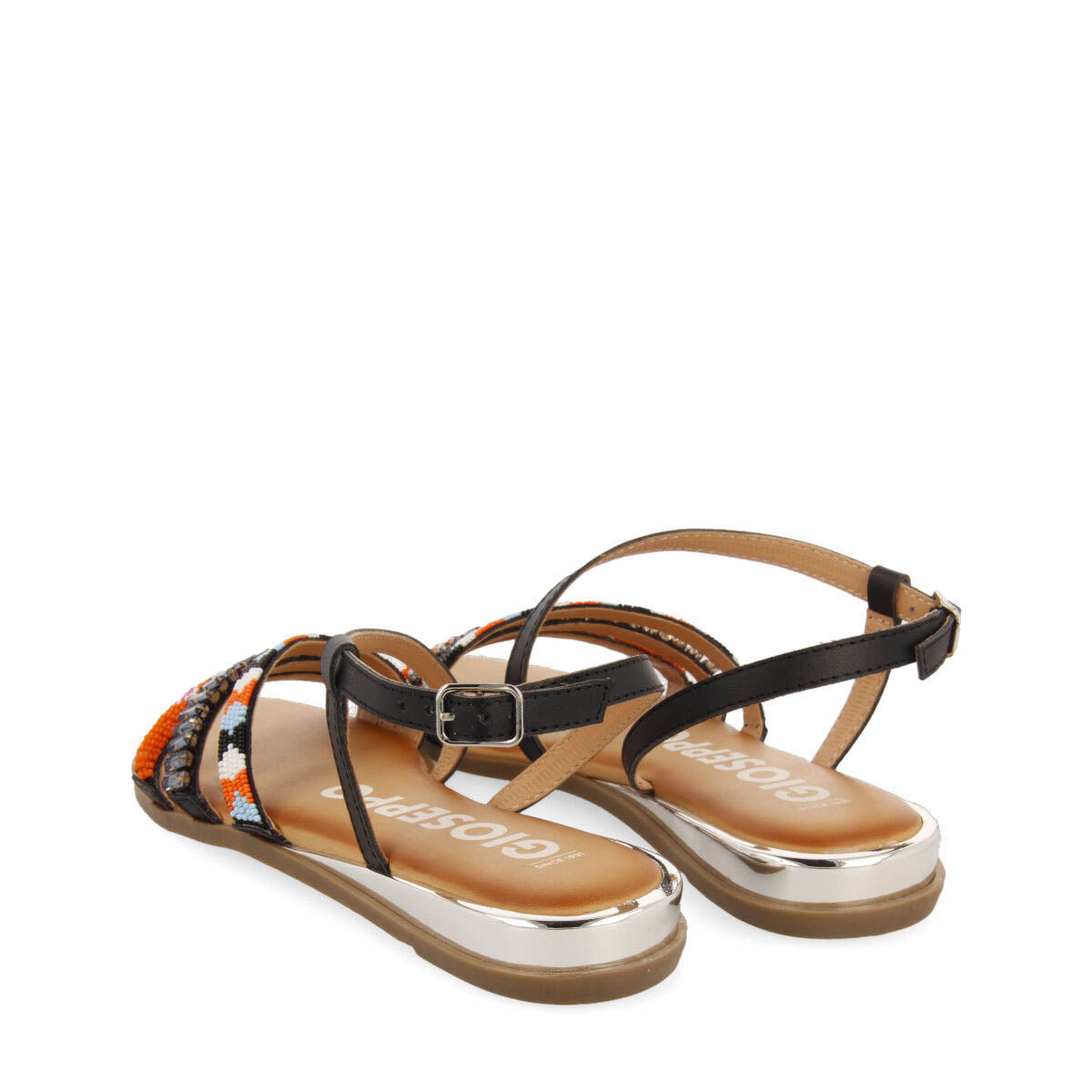 Women's multicoloured sandals with straps with multicoloured stones