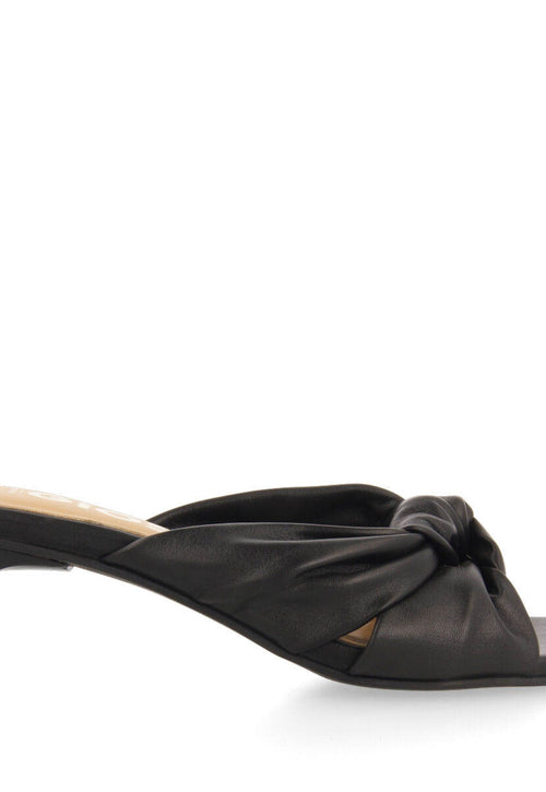 Sandalias negras de piel con nudo para mujer bahge 