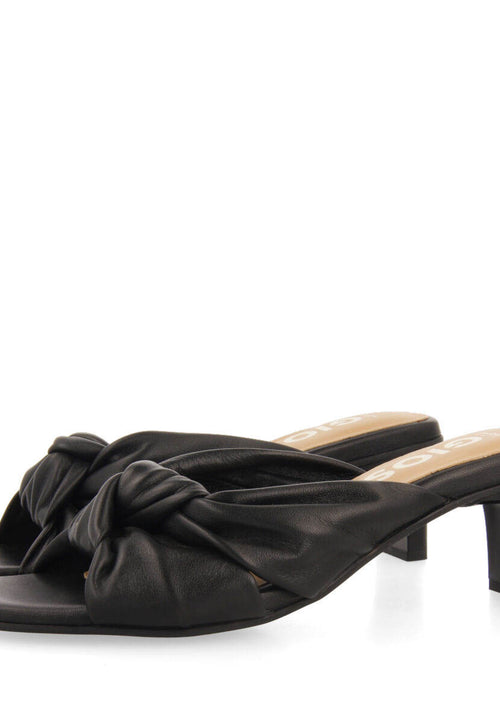 Sandalias negras de piel con nudo para mujer bahge 