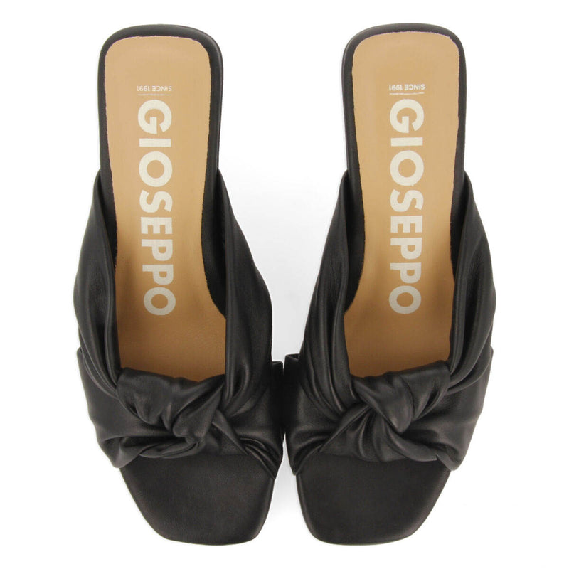 Sandalias negras de piel con nudo para mujer bahge 