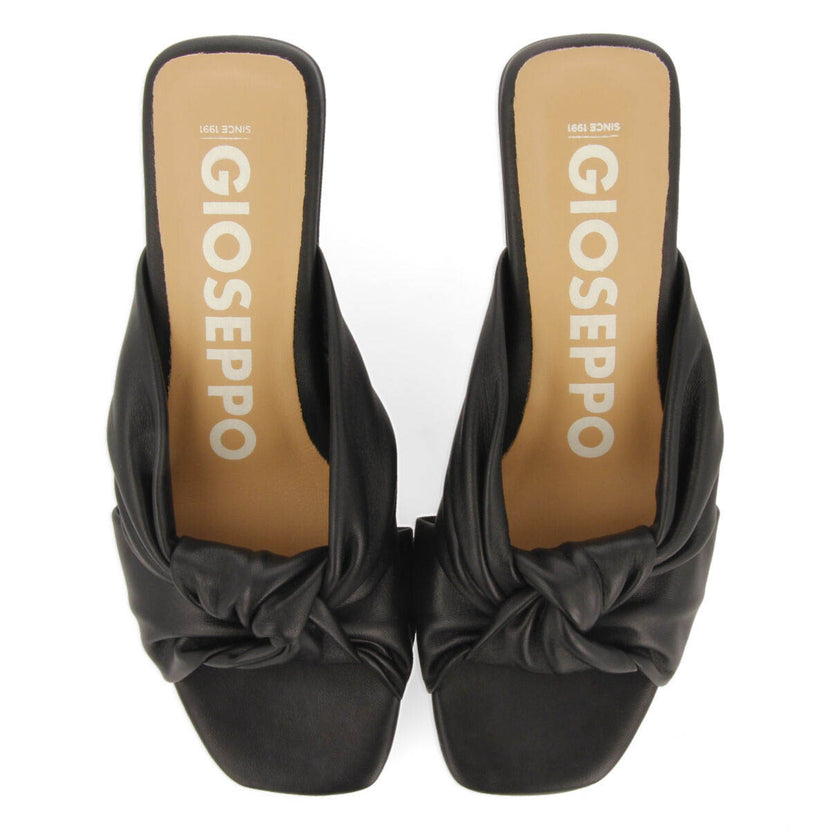 Sandalias negras de piel con nudo para mujer bahge 