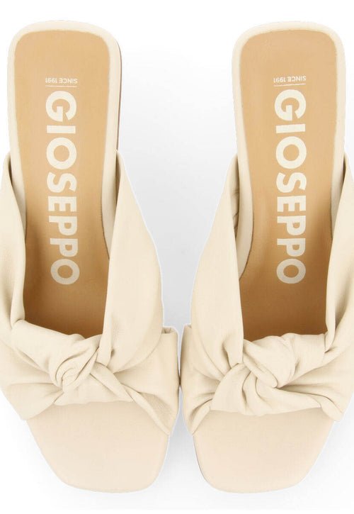 Sandalias off-white de piel con nudo para mujer bahge 