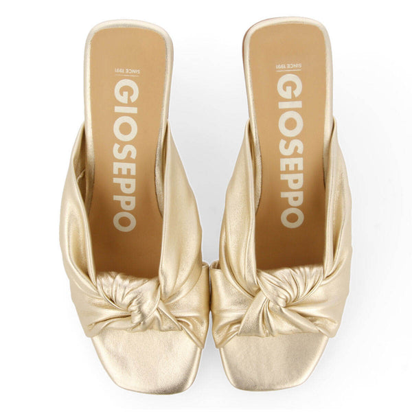 Sandalias doradas de piel con nudo para mujer bahge 