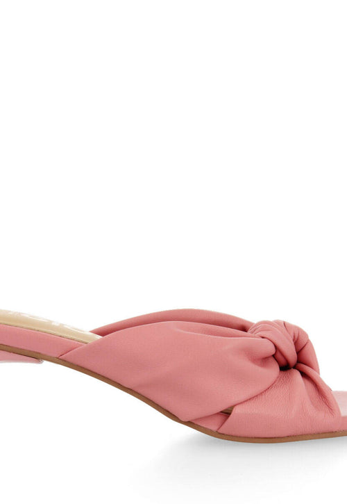 Sandalias rosa de piel con nudo para mujer bahge 
