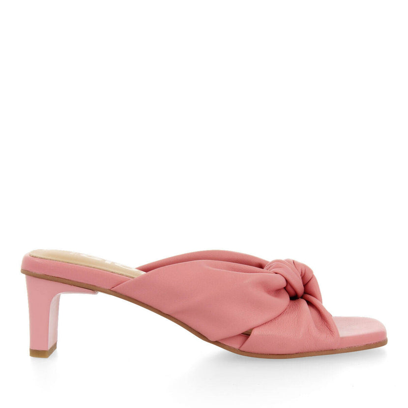 Sandalias rosa de piel con nudo para mujer bahge 