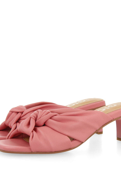 Sandalias rosa de piel con nudo para mujer bahge 