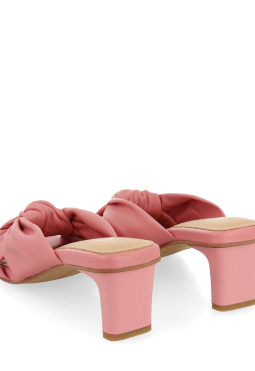 Sandalias rosa de piel con nudo para mujer bahge 