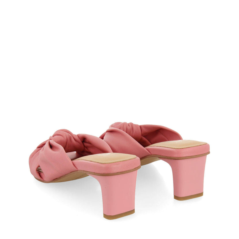 Sandalias rosa de piel con nudo para mujer bahge 