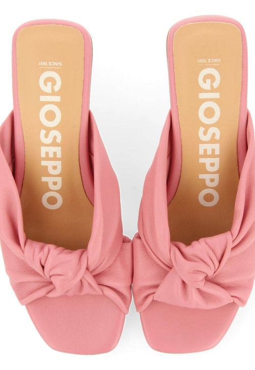 Sandalias rosa de piel con nudo para mujer bahge 