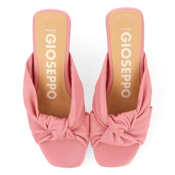 Sandalias rosa de piel con nudo para mujer bahge 