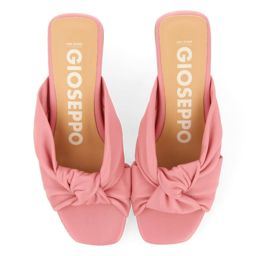 Sandalias rosa de piel con nudo para mujer bahge 