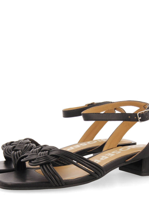 Sandalias negras de piel con tiras y cierre ajustable para mujer linhares