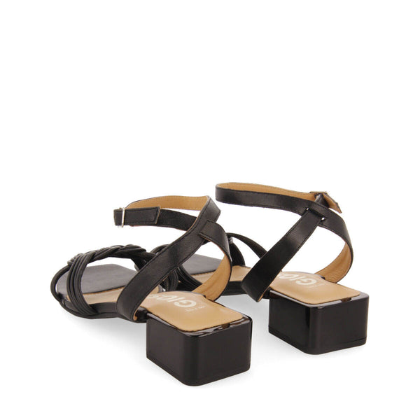 Sandalias negras de piel con tiras y cierre ajustable para mujer linhares