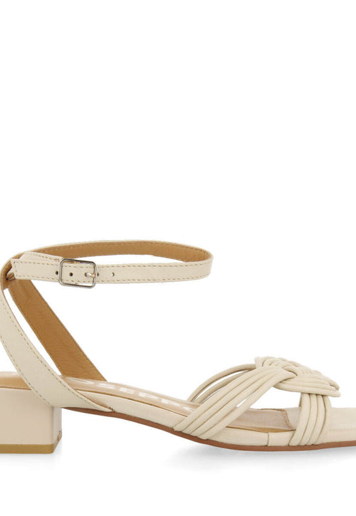 Sandalias off-white de piel con tiras y cierre ajustable para mujer linhares