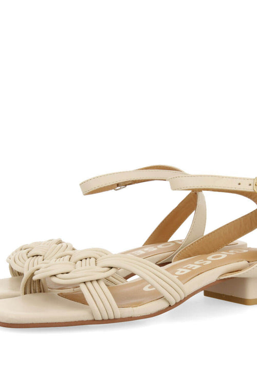 Sandalias off-white de piel con tiras y cierre ajustable para mujer linhares
