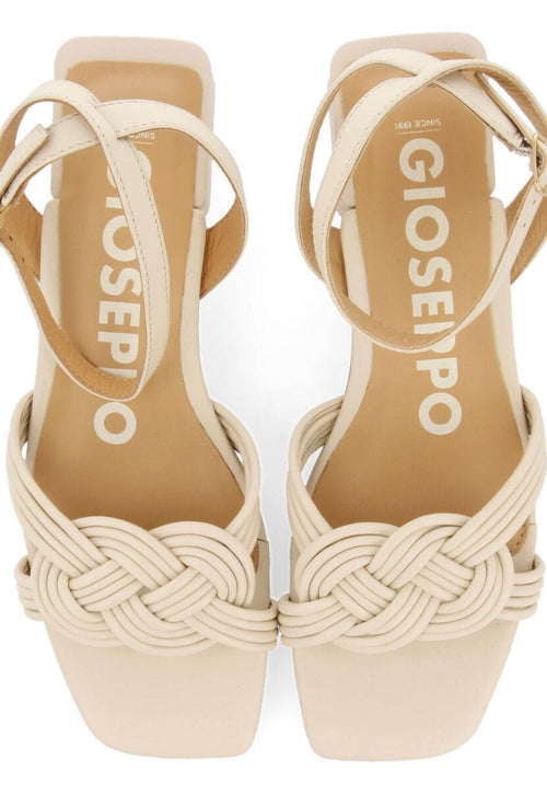 Sandalias off-white de piel con tiras y cierre ajustable para mujer linhares