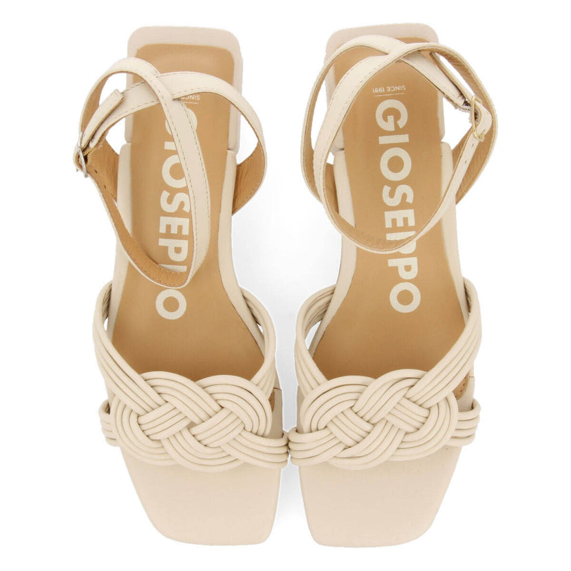 Sandalias off-white de piel con tiras y cierre ajustable para mujer linhares