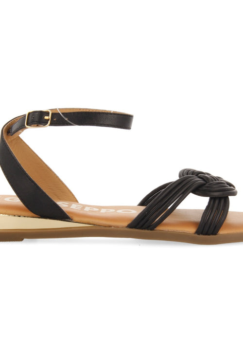 Sandalias negras con tiras anudadas para mujer telha 