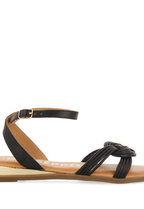 Sandalias negras con tiras anudadas para mujer telha 