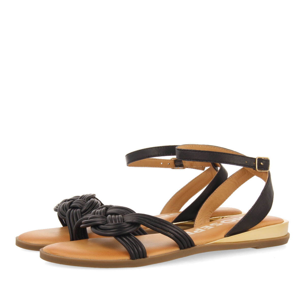 Sandali neri con strisce annodate per donna telha 