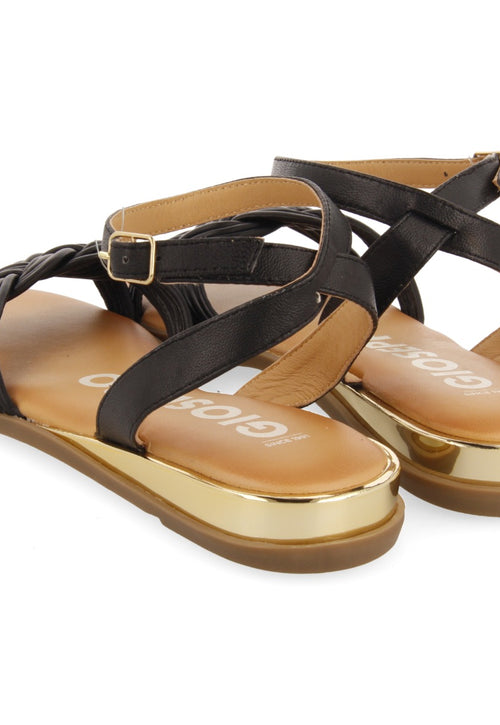 Sandalias negras con tiras anudadas para mujer telha 