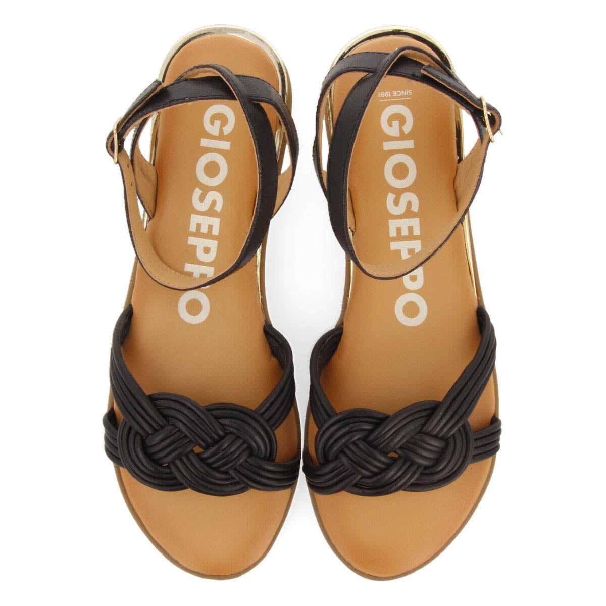 Sandali neri con strisce annodate per donna telha 