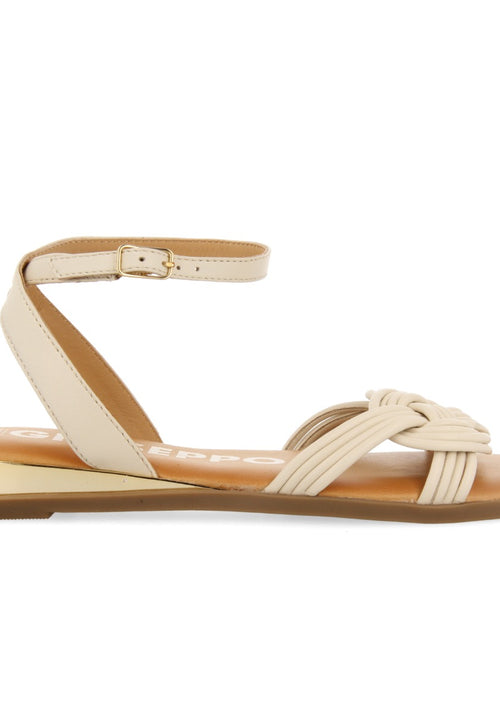 Sandalias off-white con tiras anudadas para mujer telha 