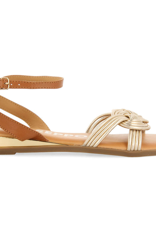 Sandalias doradas con tiras anudadas para mujer telha 