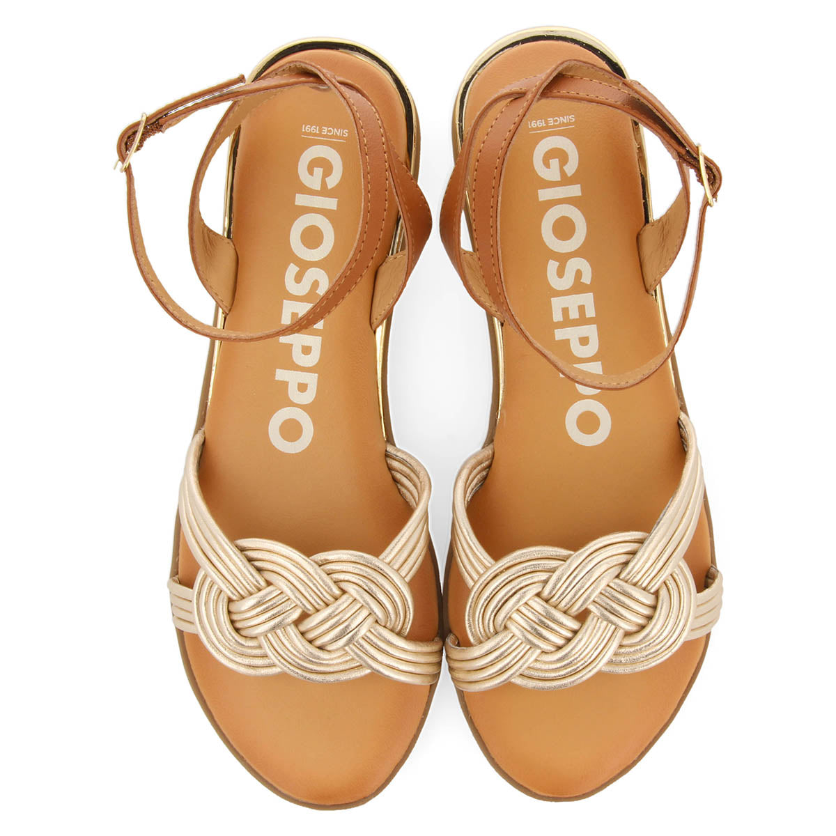 Telha women's gold sandals with knotted straps