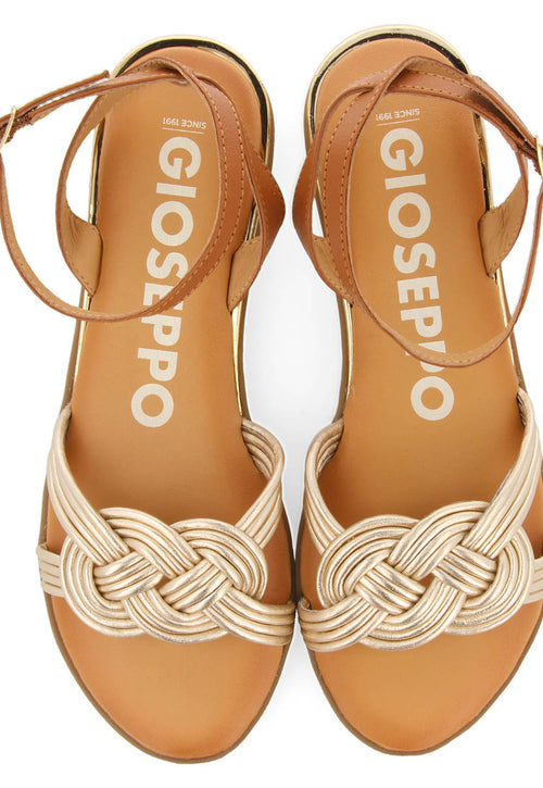 Sandalias doradas con tiras anudadas para mujer telha 