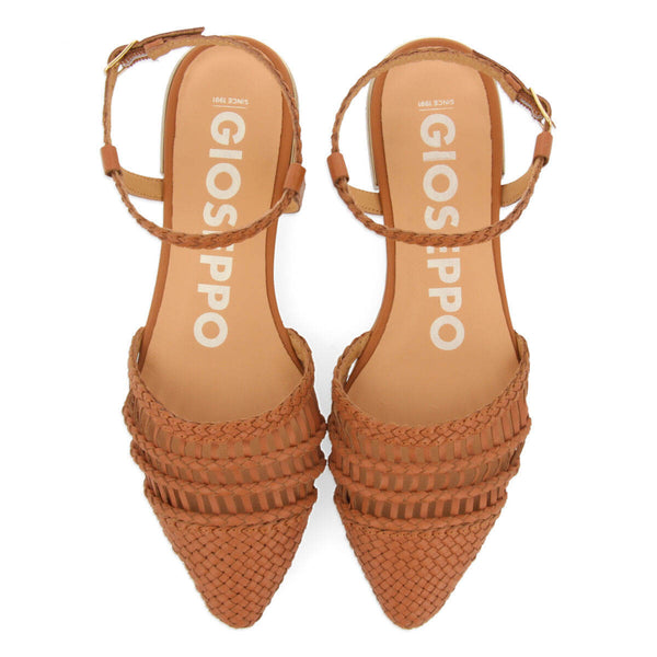 Gressey women's tan braided leather slingback ballet flats