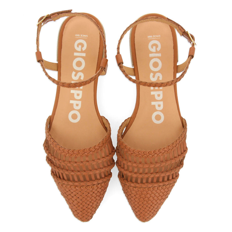 Gressey women's tan braided leather slingback ballet flats