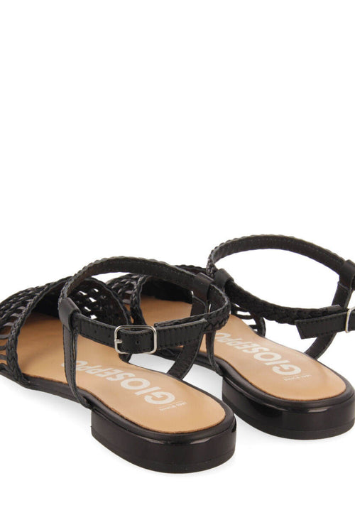 Bailarinas negras destalonadas de piel trenzadas para mujer gressey 