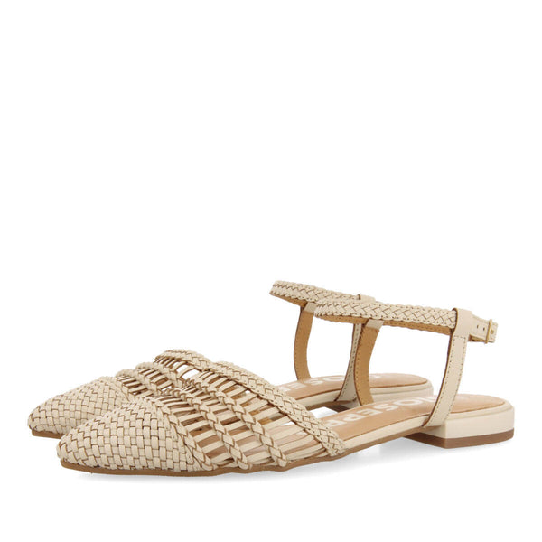 Ballerines couleur off-white sans talon en peau tressées pour femme gressey 