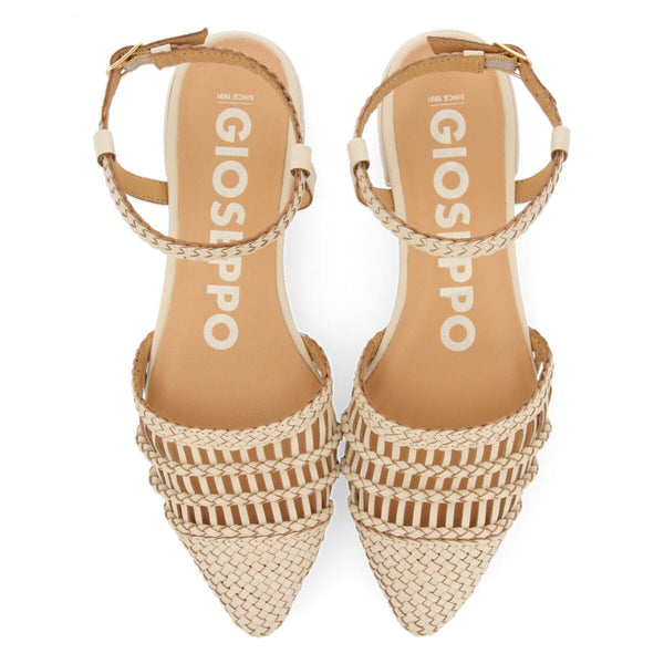 Ballerines couleur off-white sans talon en peau tressées pour femme gressey 