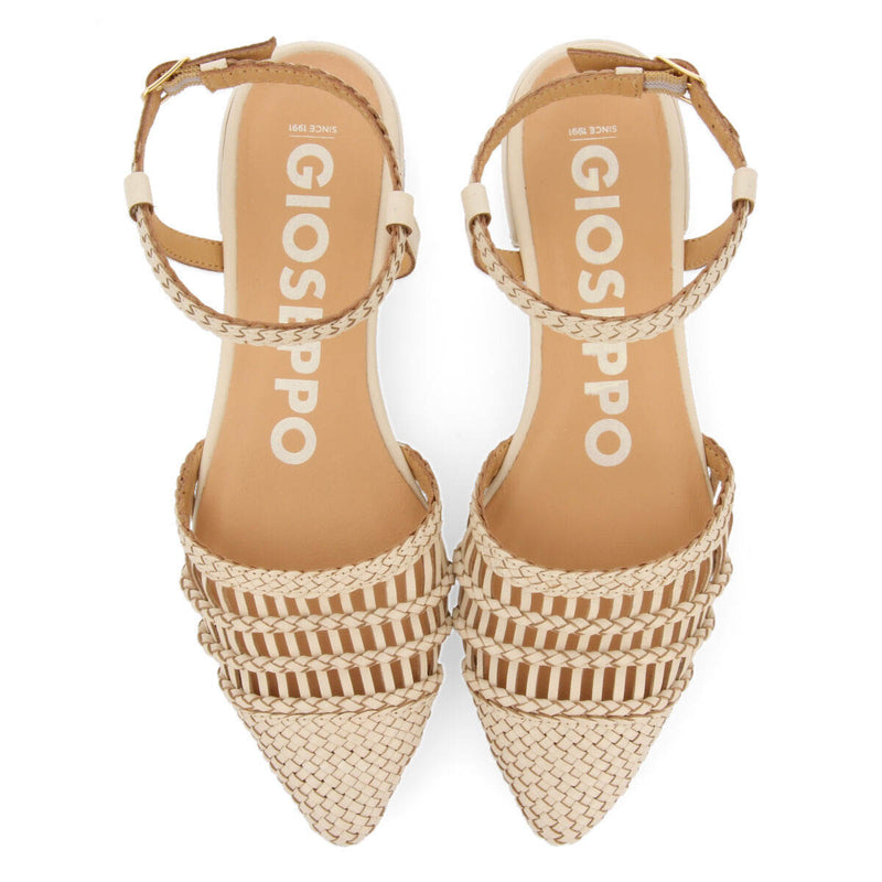Ballerines couleur off-white sans talon en peau tressées pour femme gressey 