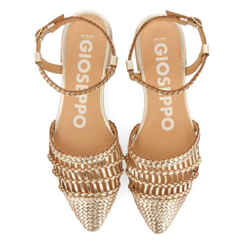 Ballerine slingback dorate in pelle intrecciata per donna gressey 
