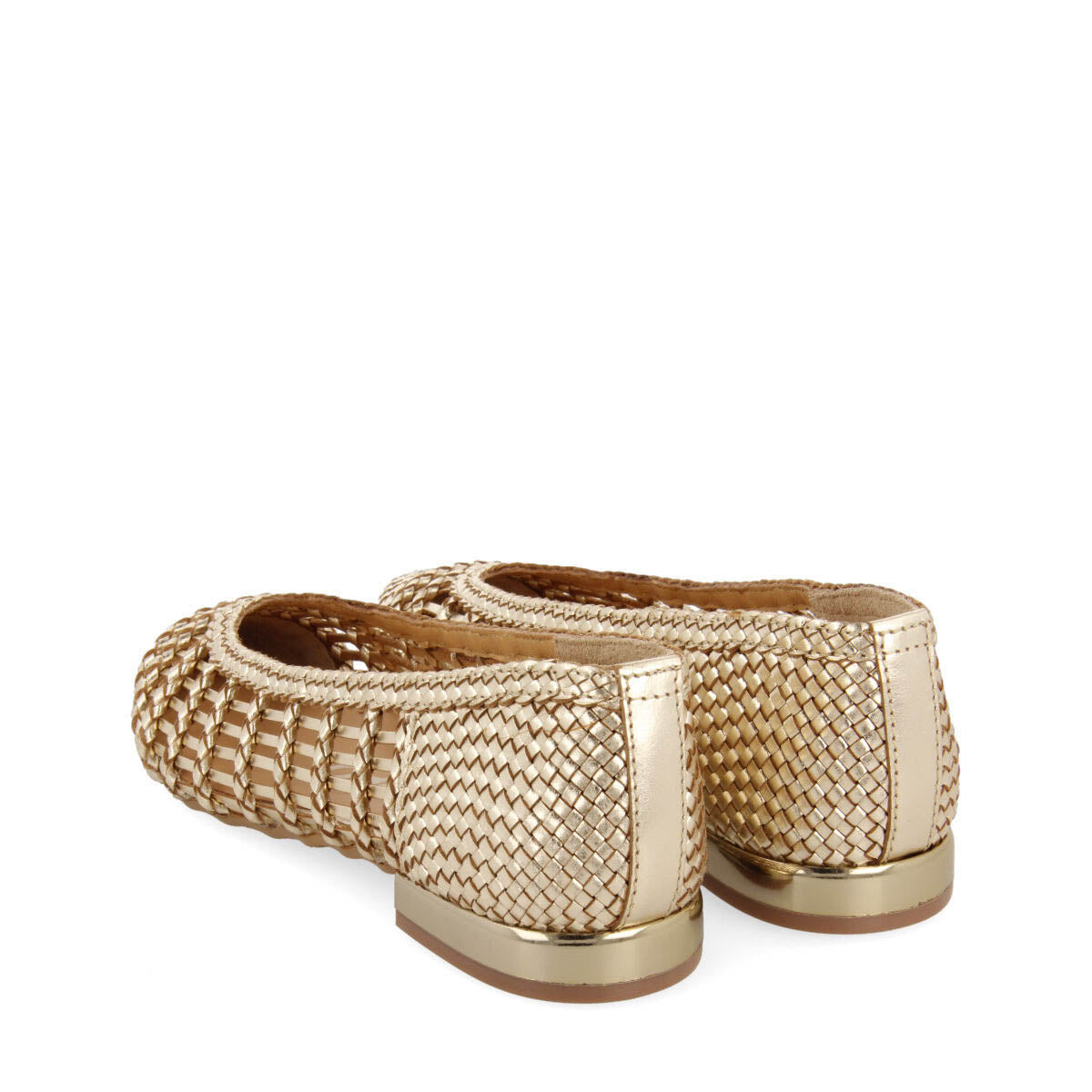 Sagada women's gold braided leather ballet flats with tie