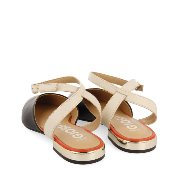 Iconha women's black leather slingback ballet flats with ankle strap fastening