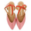 Iconha women's pink leather slingback ballet flats with ankle strap fastening