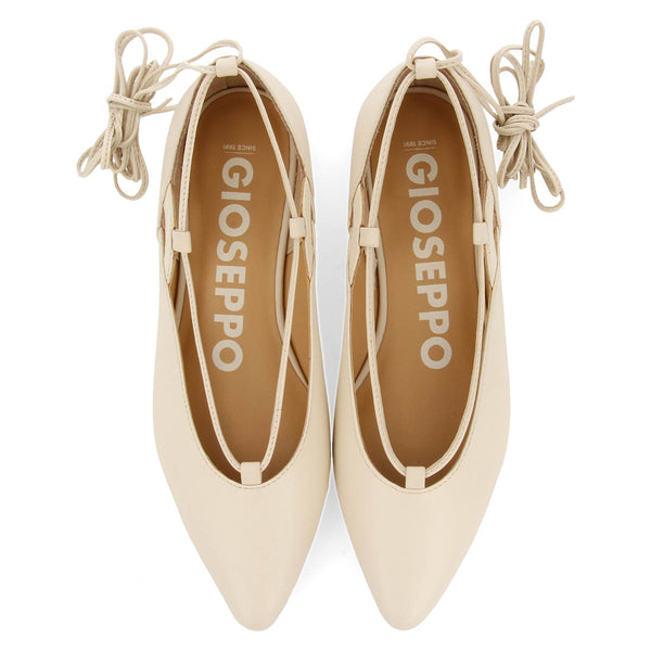 Bailarinas color off-white de piel con cordones para mujer maringa