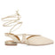 Sabrinas cor off-white em pele abertas no calcanhar com cordões para mulher rodelas
